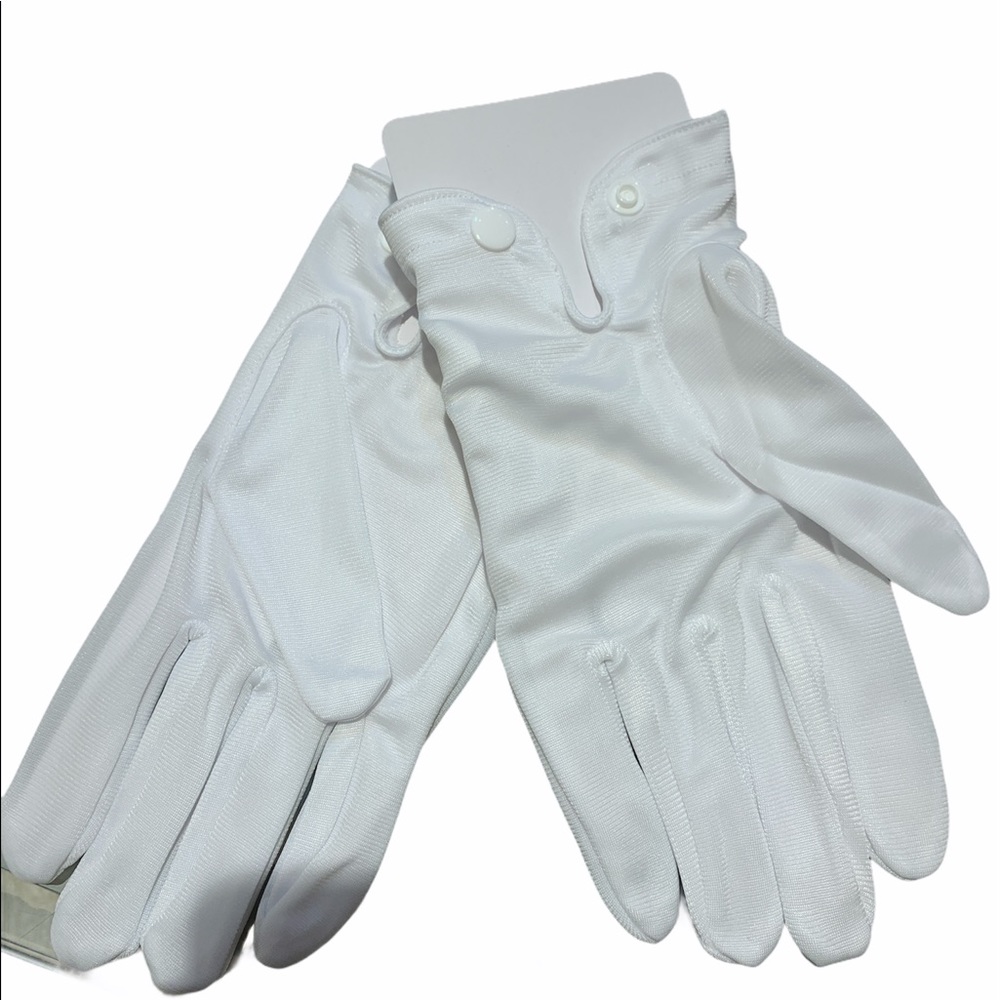 White wrist length gloves